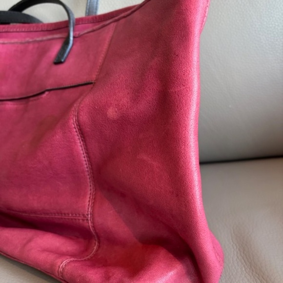 L.A.M.B. by Gwen Stefani real leather large shoulder tote bag raspberry red - Picture 5 of 16